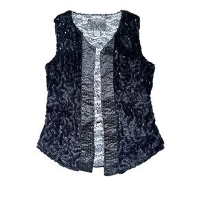 Small Buckle BKE Faux Fur Black Vest Sequins Polyester Lined Bundle & Save